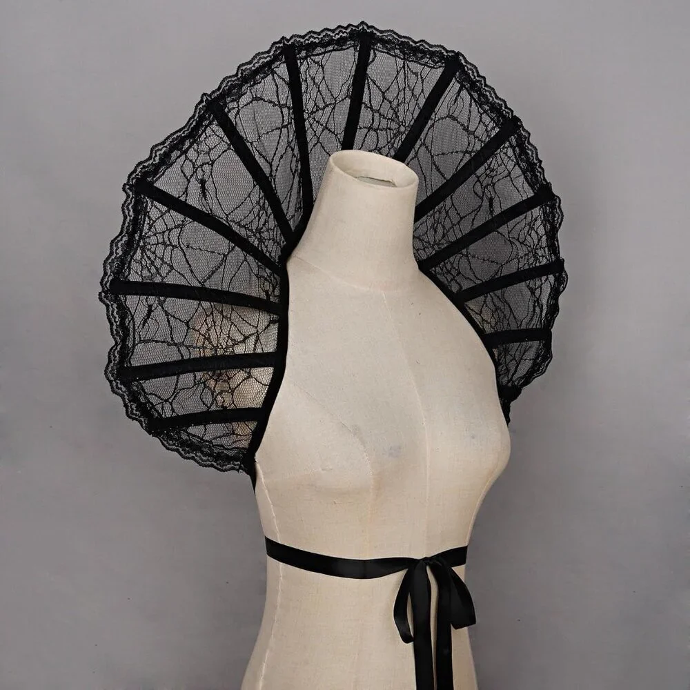Women's Mesh Lace Feather Collar Gothic Queen Halloween Cosplay Accessory